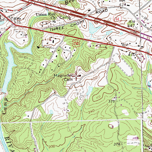 Topographic Map of Magruder Cemetery, VA