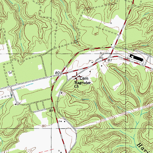 Topographic Map of Magruder Church, VA