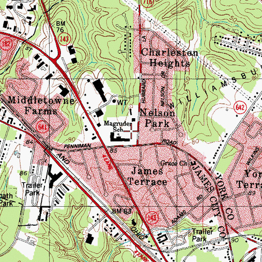 Topographic Map of Magruder Elementary School, VA