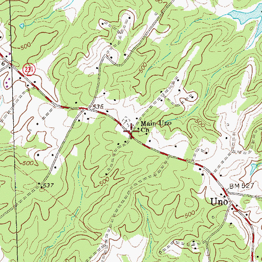 Topographic Map of Main Uno Baptist Church, VA