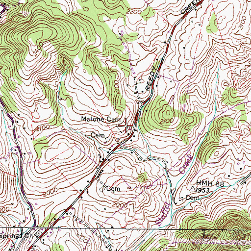 Topographic Map of Malone Cemetery, VA