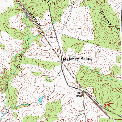 Topographic Map of Maloney Siding, VA