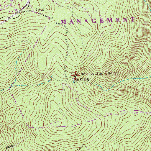 Topographic Map of Manassas Gap Shelter, VA