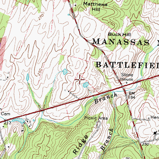 Topographic Map of Manassas National Battlefield Park, VA