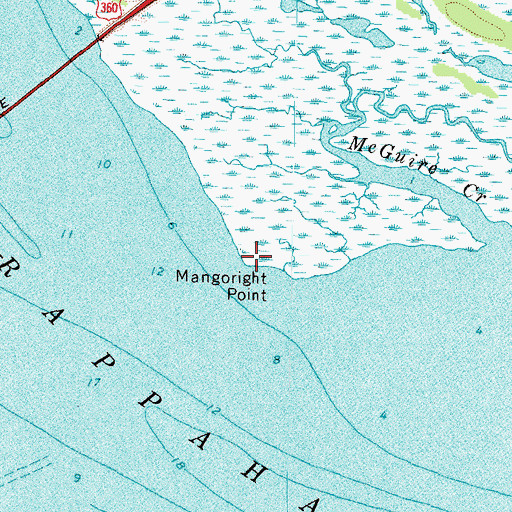 Topographic Map of Mangoright Point, VA