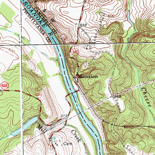 Topographic Map of Mansion, VA