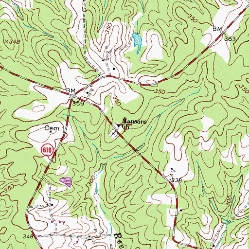 Topographic Map of Mansons Church, VA
