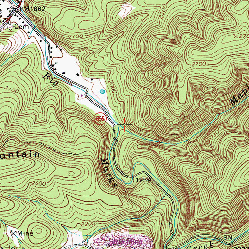 Topographic Map of Maple Branch, VA