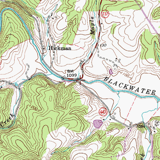 Topographic Map of Maple Branch, VA