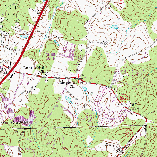 Topographic Map of Maple Grove Church, VA