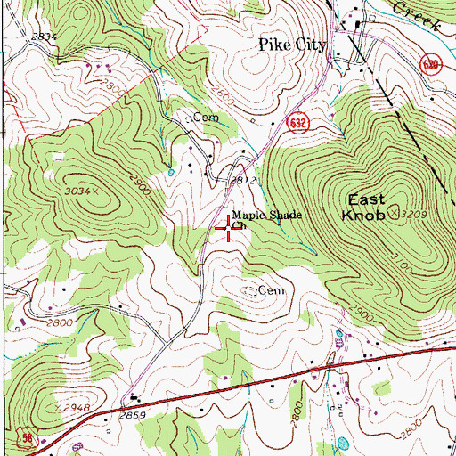 Topographic Map of Maple Shade Church, VA