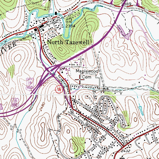 Topographic Map of Maplewood Cemetery, VA