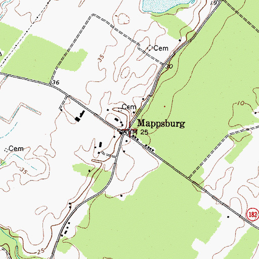 Topographic Map of Mappsburg, VA