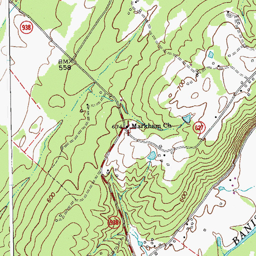 Topographic Map of Markham Church, VA