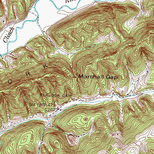 Topographic Map of Marshall Gap, VA