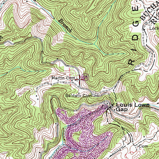 Topographic Map of Martin Cemetery, VA
