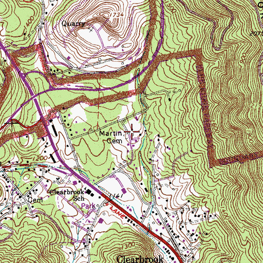 Topographic Map of Martin Cemetery, VA