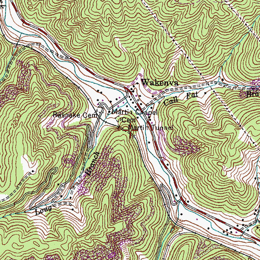 Topographic Map of Martin Tunnel, VA