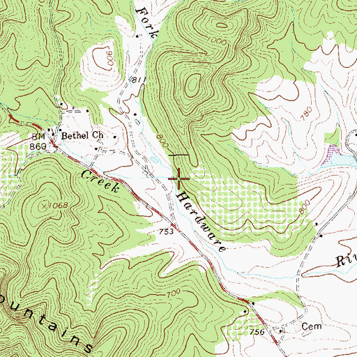 Topographic Map of Martins Creek, VA