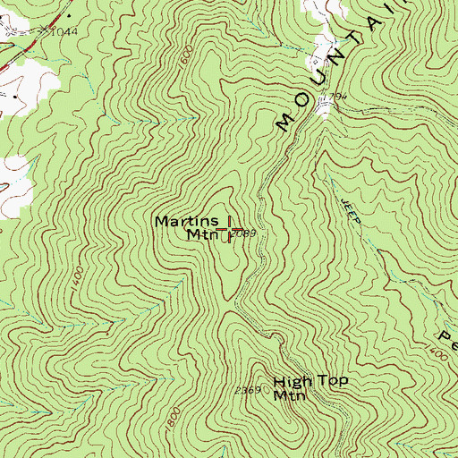 Topographic Map of Martins Mountain, VA