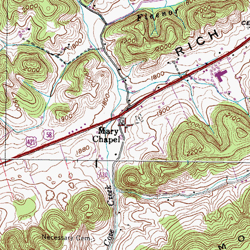 Topographic Map of Mary Chapel, VA