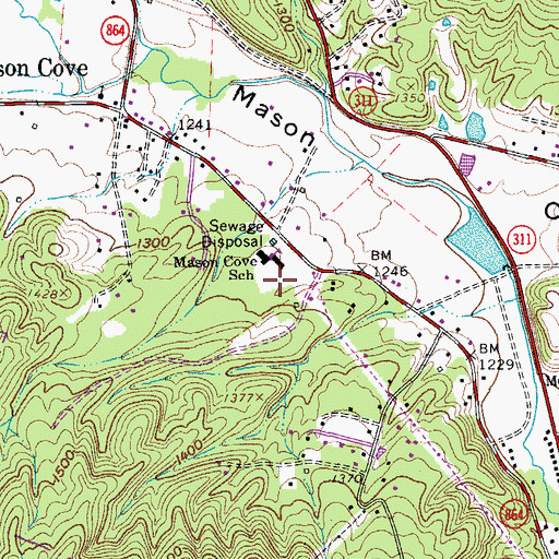 Topographic Map of Masons Cove Elementary School, VA