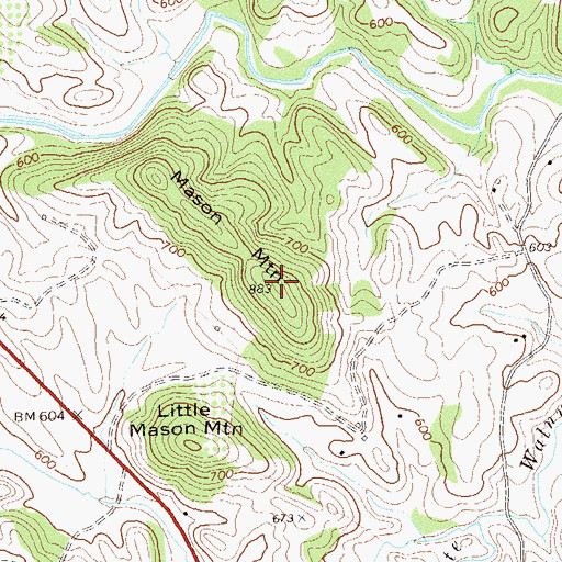 Topographic Map of Mason Mountain, VA