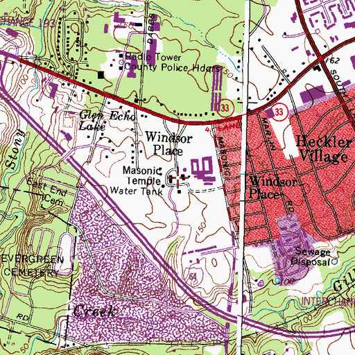 Topographic Map of Masonic Home, VA