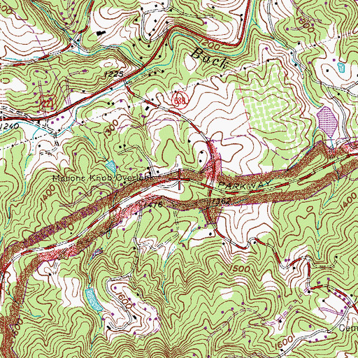 Topographic Map of Masons Knob Overlook, VA