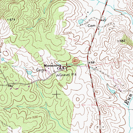 Topographic Map of Massanova Church, VA