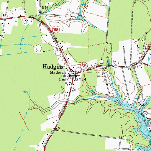 Topographic Map of Mathews Church, VA