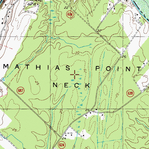 Topographic Map of Mathias Point Neck, VA