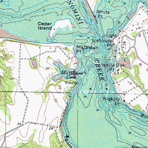 Topographic Map of Matthews Cove, VA