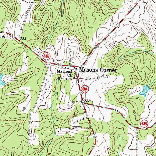 Topographic Map of Mattoax Church, VA