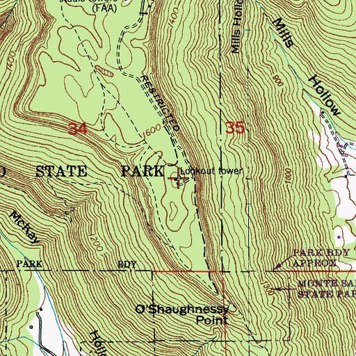 Topographic Map of Joe B Shirley Lookout Tower, AL