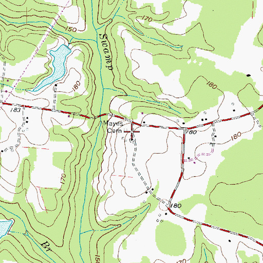 Topographic Map of Mayes Cemetery, VA