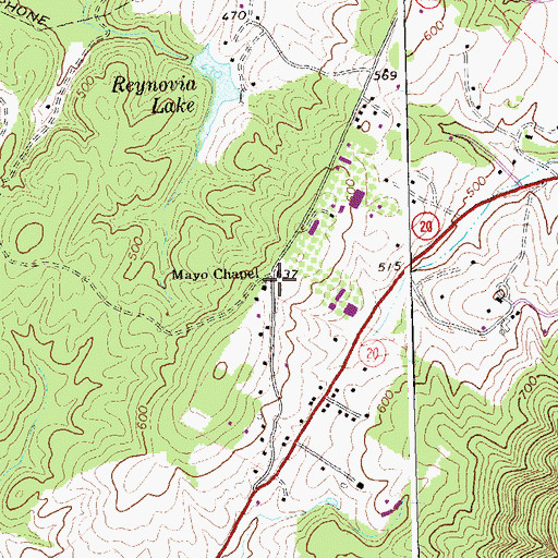 Topographic Map of Mayo Chapel, VA