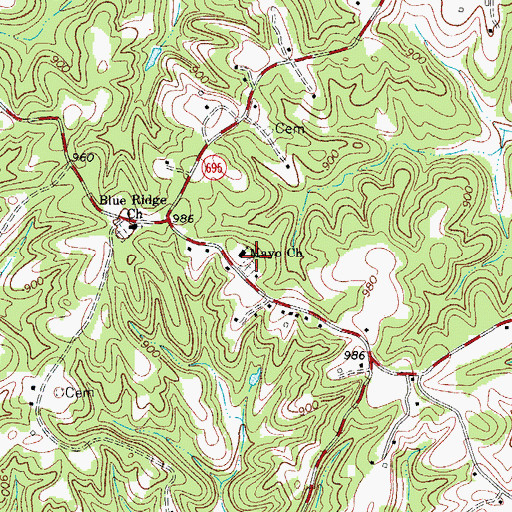 Topographic Map of Mayo Church, VA