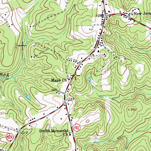 Topographic Map of Mayo Church, VA