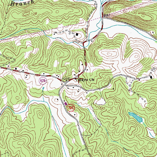 Topographic Map of Mayo Church, VA