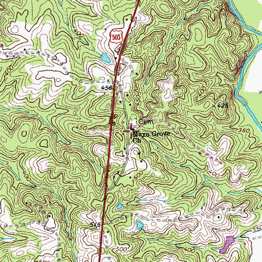 Topographic Map of Mayo Grove Church, VA