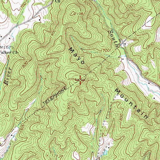 Topographic Map of Mayo Mountain, VA