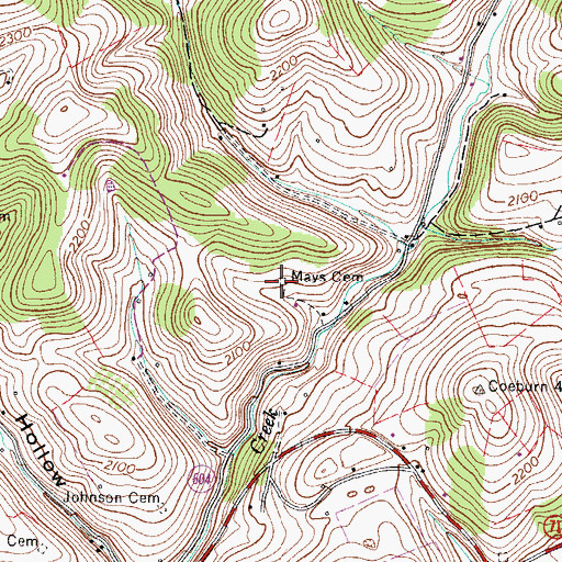 Topographic Map of Mays Cemetery, VA