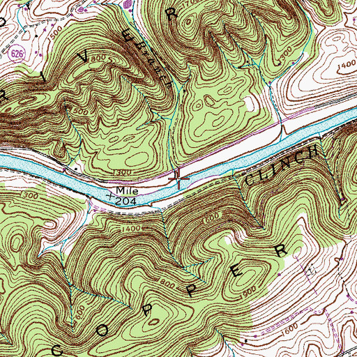 Topographic Map of McClure Branch, VA