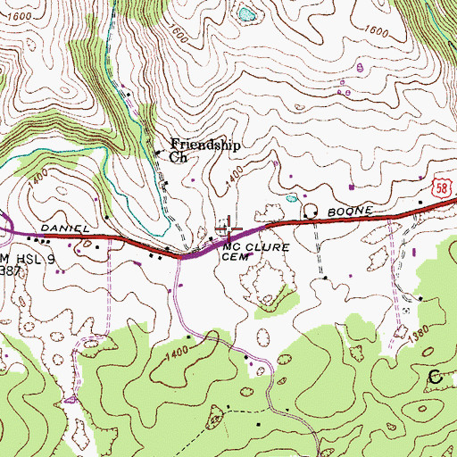 Topographic Map of McClure Cemetery, VA
