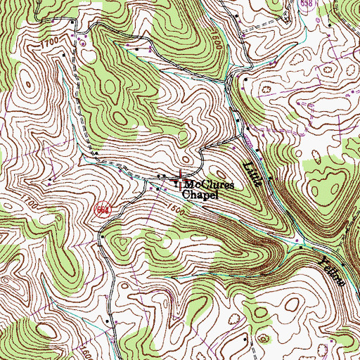 Topographic Map of McClures Chapel, VA