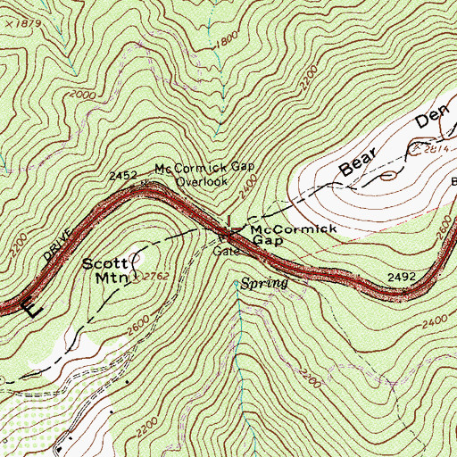 Topographic Map of McCormick Gap, VA