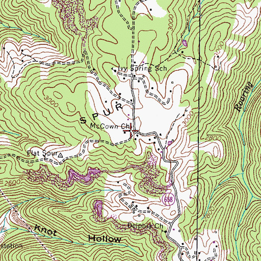 Topographic Map of McCown Church, VA