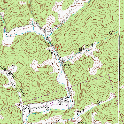 Topographic Map of McCoy Branch, VA