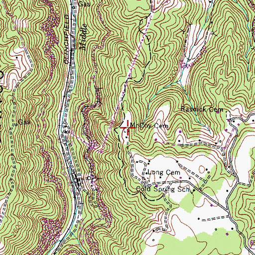 Topographic Map of McCoy Cemetery, VA